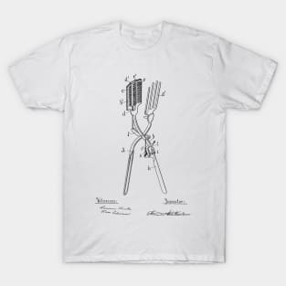 Curling Tongs Vintage Patent Hand Drawing T-Shirt